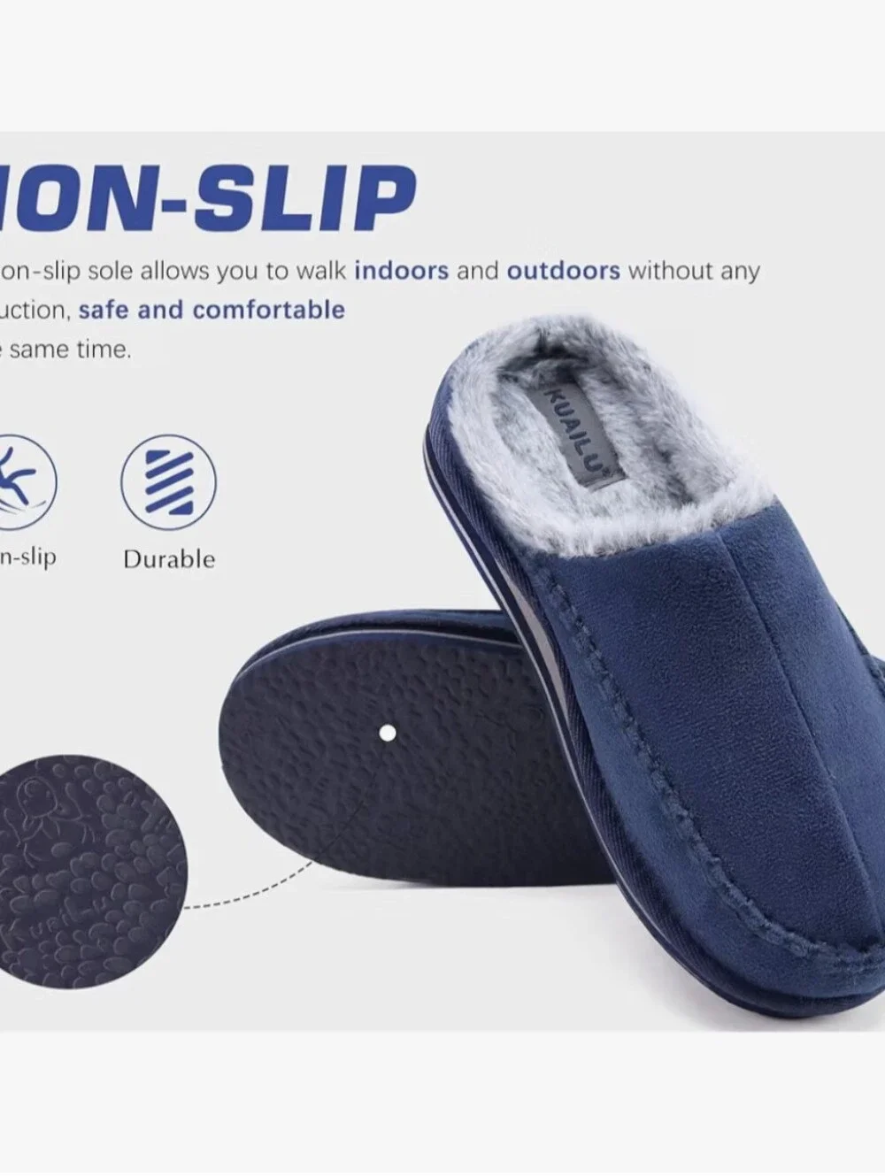 Mens Slippers Orthopedic Arch Support Suede Fluff Plush Home Shoes